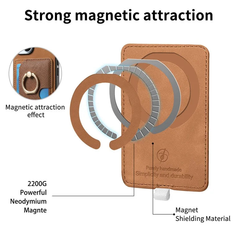 For iPhone 16 Pro Max Case Ring Kickstand Leather+TPU+PC Phone Cover Detachable 2-in-1 Card Holder