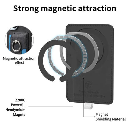 For iPhone 16 Pro Max Case Ring Kickstand Leather+TPU+PC Phone Cover Detachable 2-in-1 Card Holder