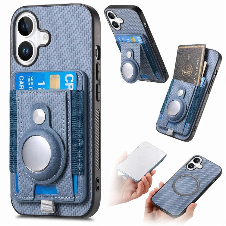 Holder for AirTag / iPhone 16 Case Detachable Card Holder Leather+TPU+PC Phone Cover