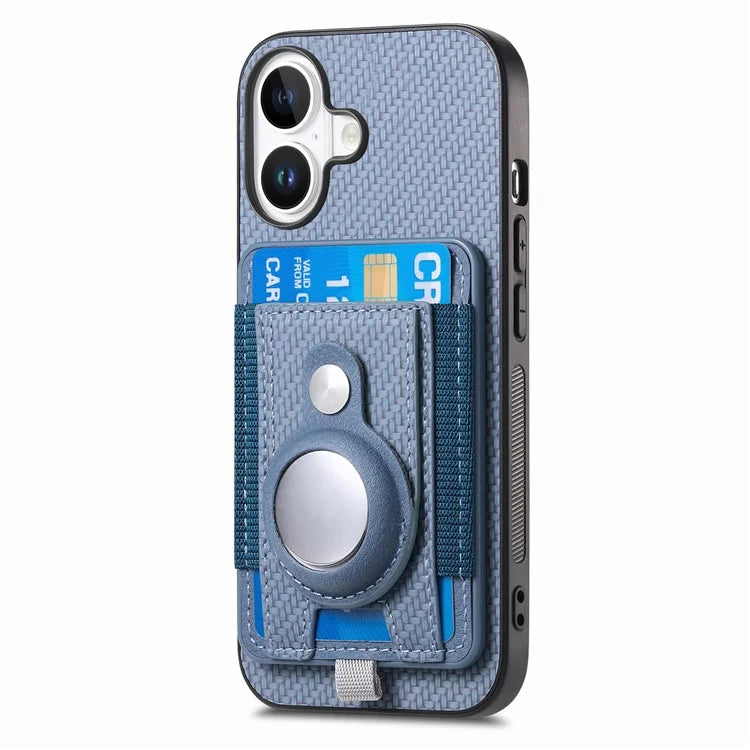 Holder for AirTag / iPhone 16 Case Detachable Card Holder Leather+TPU+PC Phone Cover