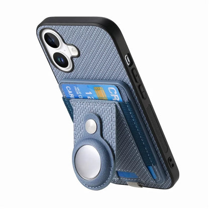 Holder for AirTag / iPhone 16 Case Detachable Card Holder Leather+TPU+PC Phone Cover
