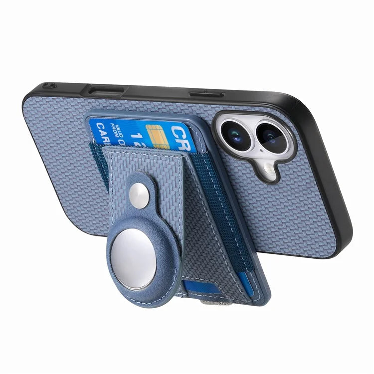 Holder for AirTag / iPhone 16 Case Detachable Card Holder Leather+TPU+PC Phone Cover