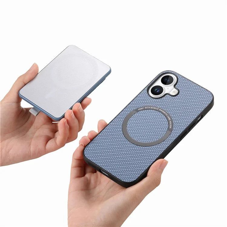 Holder for AirTag / iPhone 16 Case Detachable Card Holder Leather+TPU+PC Phone Cover