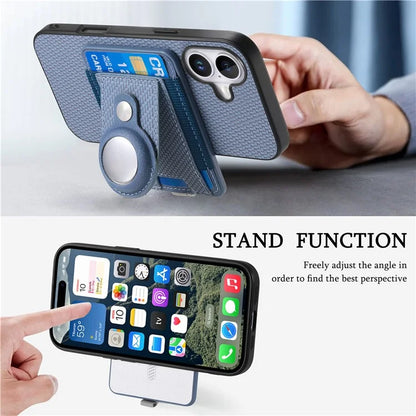 Holder for AirTag / iPhone 16 Case Detachable Card Holder Leather+TPU+PC Phone Cover