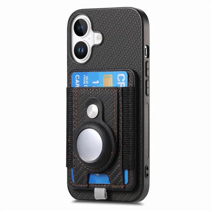 Holder for AirTag / iPhone 16 Case Detachable Card Holder Leather+TPU+PC Phone Cover