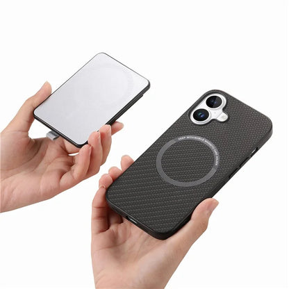 Holder for AirTag / iPhone 16 Case Detachable Card Holder Leather+TPU+PC Phone Cover