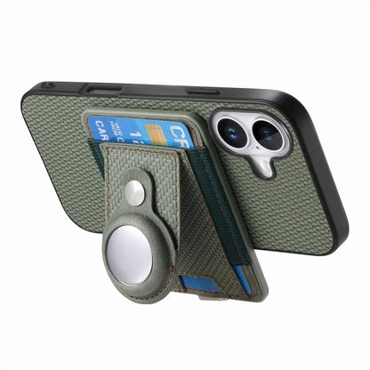 Holder for AirTag / iPhone 16 Case Detachable Card Holder Leather+TPU+PC Phone Cover
