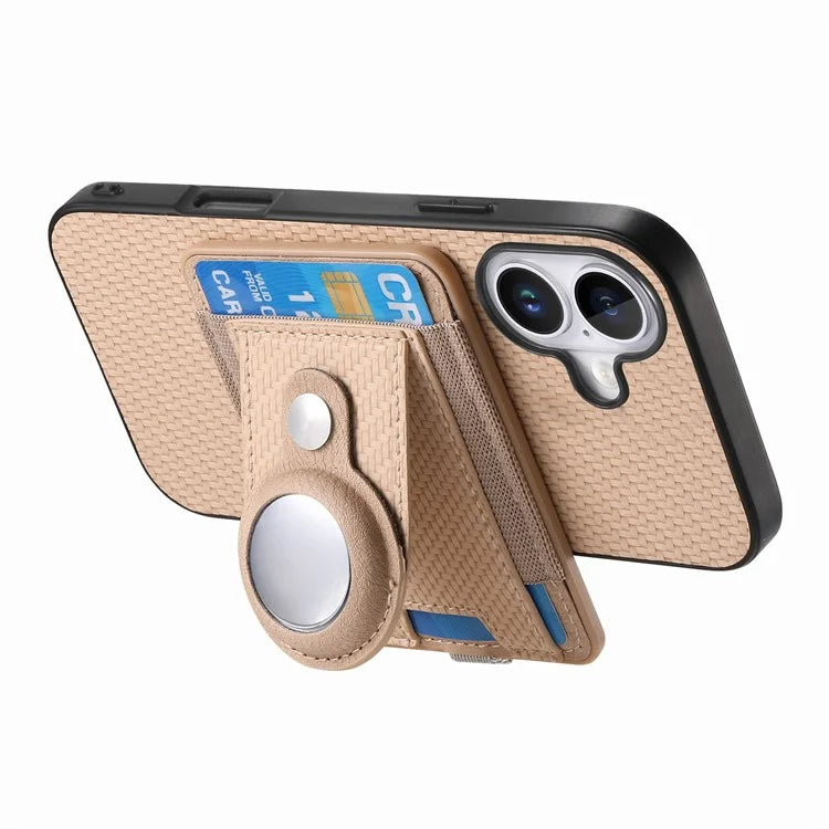 Holder for AirTag / iPhone 16 Case Detachable Card Holder Leather+TPU+PC Phone Cover