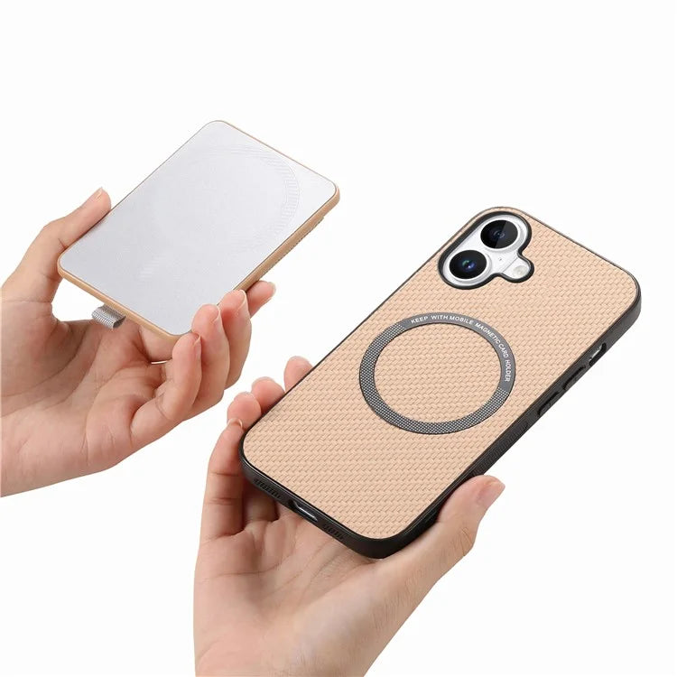 Holder for AirTag / iPhone 16 Case Detachable Card Holder Leather+TPU+PC Phone Cover