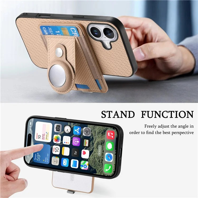 Holder for AirTag / iPhone 16 Case Detachable Card Holder Leather+TPU+PC Phone Cover