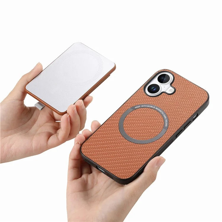 Holder for AirTag / iPhone 16 Case Detachable Card Holder Leather+TPU+PC Phone Cover