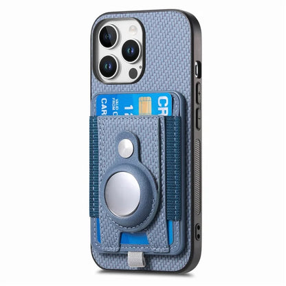 Holder for AirTag / iPhone 16 Pro Max Case Detachable Card Holder Leather+TPU+PC Phone Cover