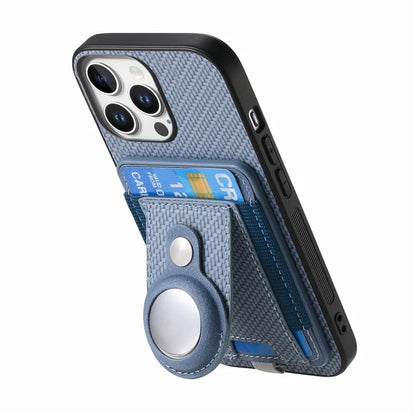 Holder for AirTag / iPhone 16 Pro Max Case Detachable Card Holder Leather+TPU+PC Phone Cover