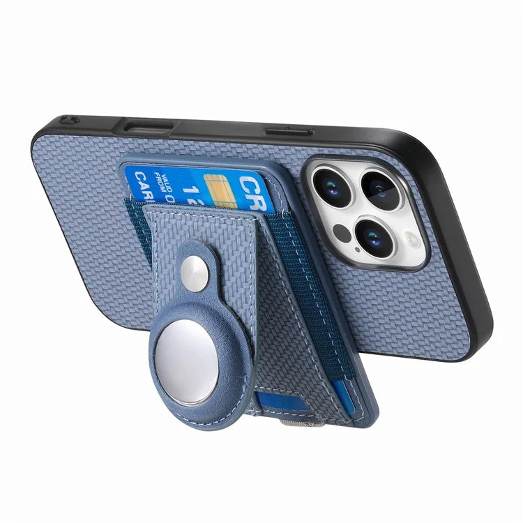 Holder for AirTag / iPhone 16 Pro Max Case Detachable Card Holder Leather+TPU+PC Phone Cover