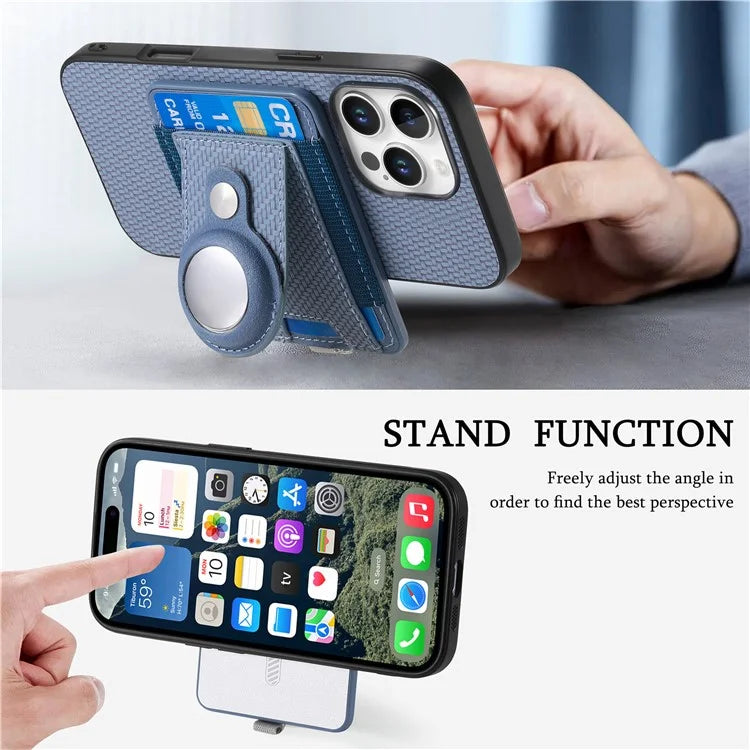 Holder for AirTag / iPhone 16 Pro Max Case Detachable Card Holder Leather+TPU+PC Phone Cover