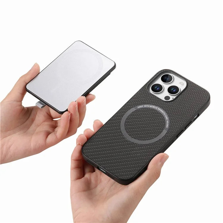Holder for AirTag / iPhone 16 Pro Max Case Detachable Card Holder Leather+TPU+PC Phone Cover