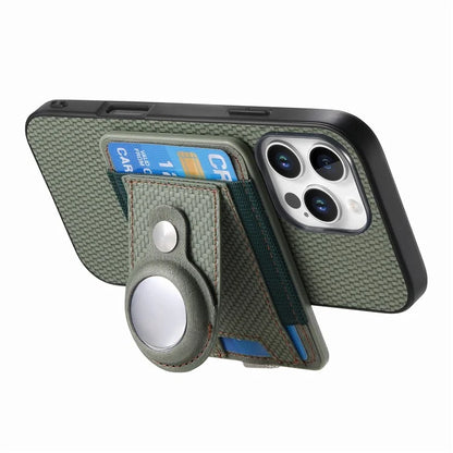 Holder for AirTag / iPhone 16 Pro Max Case Detachable Card Holder Leather+TPU+PC Phone Cover