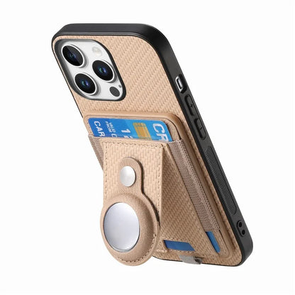 Holder for AirTag / iPhone 16 Pro Max Case Detachable Card Holder Leather+TPU+PC Phone Cover