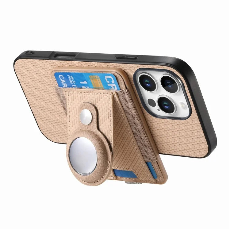 Holder for AirTag / iPhone 16 Pro Max Case Detachable Card Holder Leather+TPU+PC Phone Cover