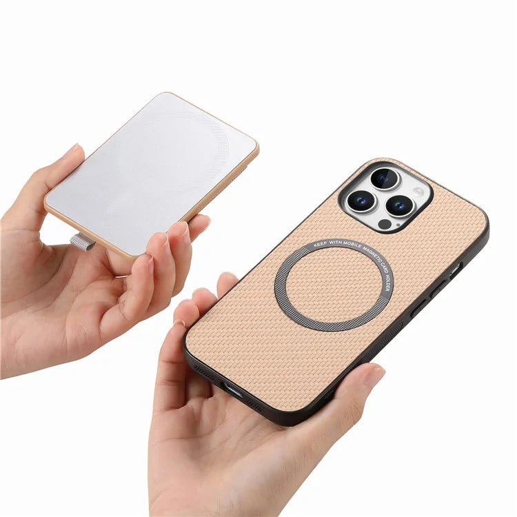Holder for AirTag / iPhone 16 Pro Max Case Detachable Card Holder Leather+TPU+PC Phone Cover