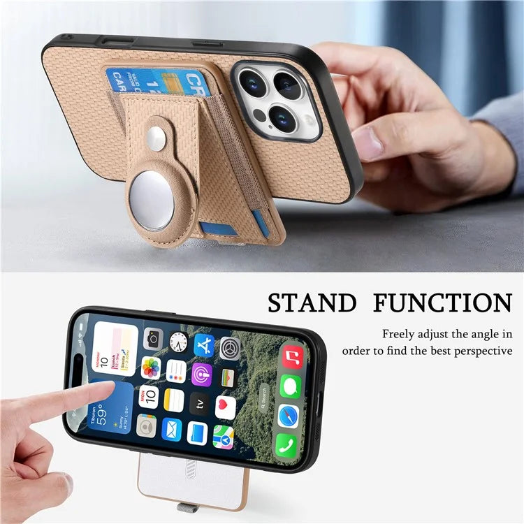 Holder for AirTag / iPhone 16 Pro Max Case Detachable Card Holder Leather+TPU+PC Phone Cover