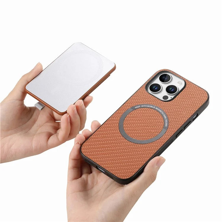 Holder for AirTag / iPhone 16 Pro Max Case Detachable Card Holder Leather+TPU+PC Phone Cover