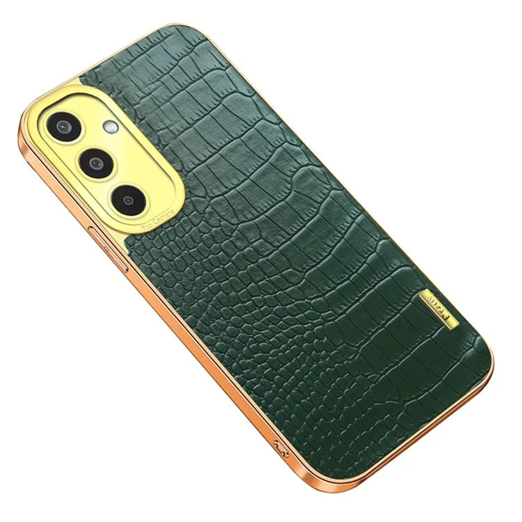 For Samsung Galaxy M35 5G Case Crocodile Texture Electroplated TPU+Leather Phone Cover