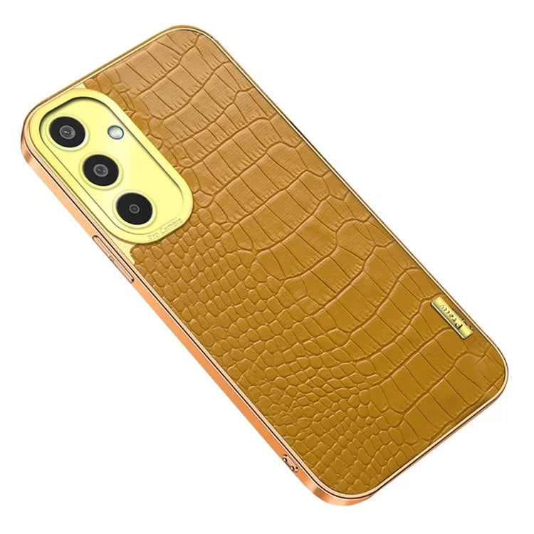For Samsung Galaxy M35 5G Case Crocodile Texture Electroplated TPU+Leather Phone Cover