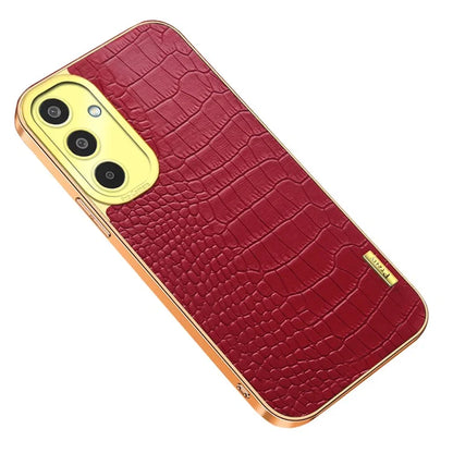 For Samsung Galaxy M35 5G Case Crocodile Texture Electroplated TPU+Leather Phone Cover
