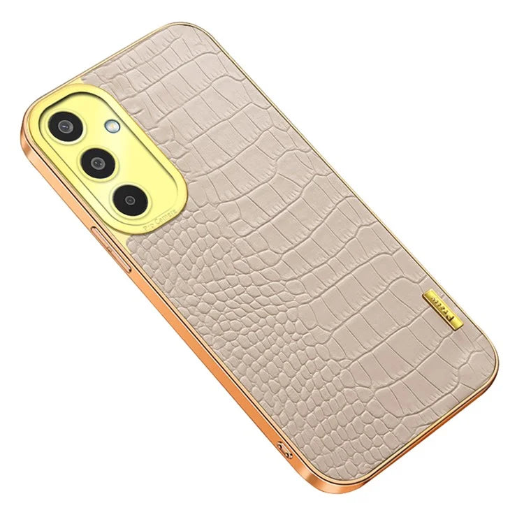 For Samsung Galaxy M35 5G Case Crocodile Texture Electroplated TPU+Leather Phone Cover