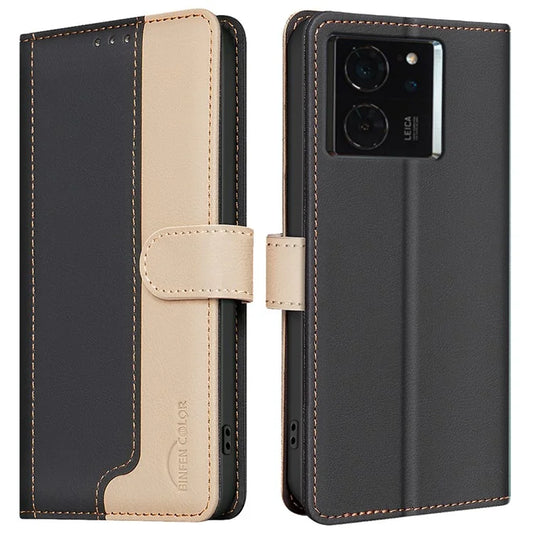 BINFEN COLOR BF33 Case for Xiaomi 14T Pro Leather Case Splicing Color RFID Blocking