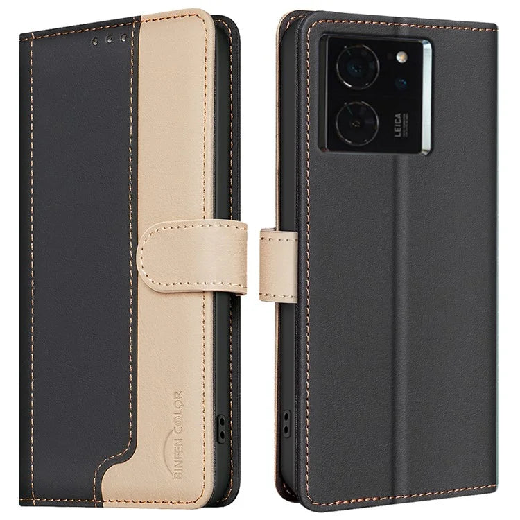 BINFEN COLOR BF33 Case for Xiaomi 14T Leather Case Splicing Color RFID Blocking