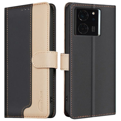 BINFEN COLOR BF33 Case for Xiaomi 14T Leather Case Splicing Color RFID Blocking