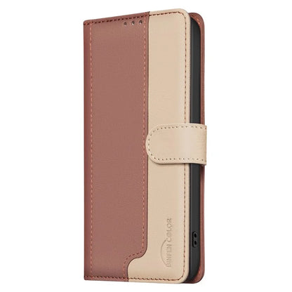 BINFEN COLOR BF33 Case for Realme Note 60 / C61 4G Leather Case Splicing Color RFID Blocking