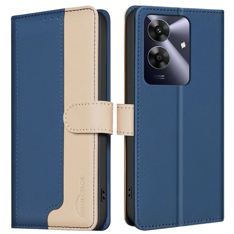BINFEN COLOR BF33 Case for Realme Note 60 / C61 4G Leather Case Splicing Color RFID Blocking