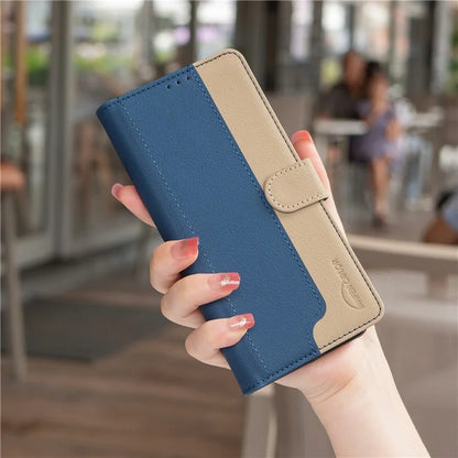 BINFEN COLOR BF33 Case for Realme Note 60 / C61 4G Leather Case Splicing Color RFID Blocking