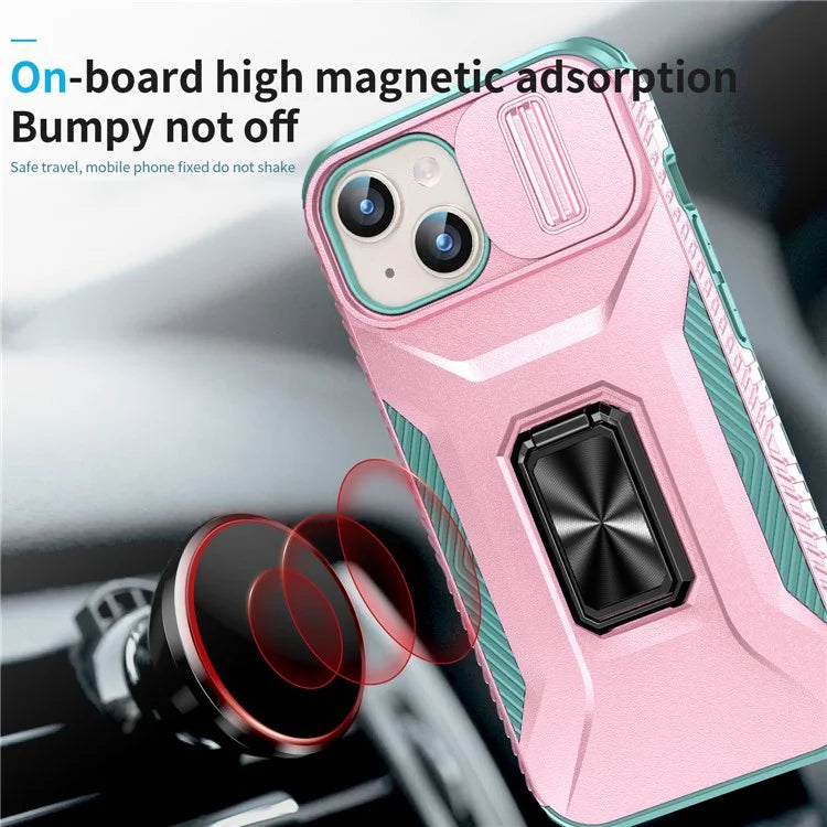 For iPhone 15 Case Camshield Kickstand TPU+PC Anti-Slip Phone Cover