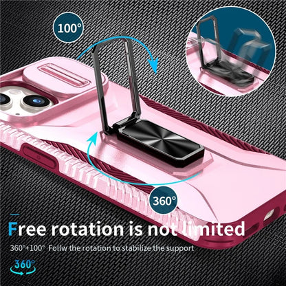 For iPhone 15 Case Camshield Kickstand TPU+PC Anti-Slip Phone Cover