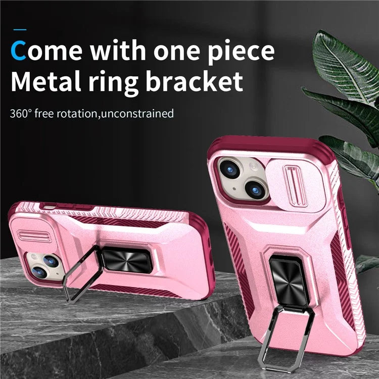 For iPhone 15 Case Camshield Kickstand TPU+PC Anti-Slip Phone Cover