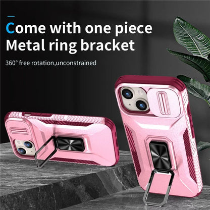 For iPhone 15 Case Camshield Kickstand TPU+PC Anti-Slip Phone Cover