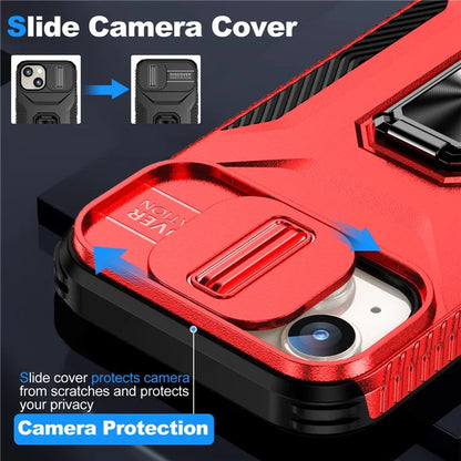 For iPhone 15 Case Camshield Kickstand TPU+PC Anti-Slip Phone Cover