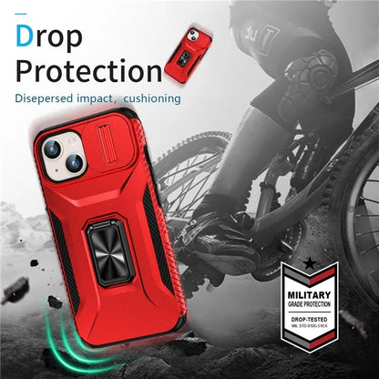 For iPhone 15 Case Camshield Kickstand TPU+PC Anti-Slip Phone Cover