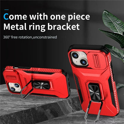 For iPhone 15 Case Camshield Kickstand TPU+PC Anti-Slip Phone Cover