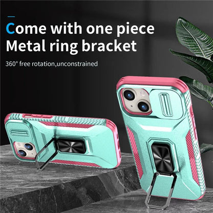 For iPhone 15 Case Camshield Kickstand TPU+PC Anti-Slip Phone Cover