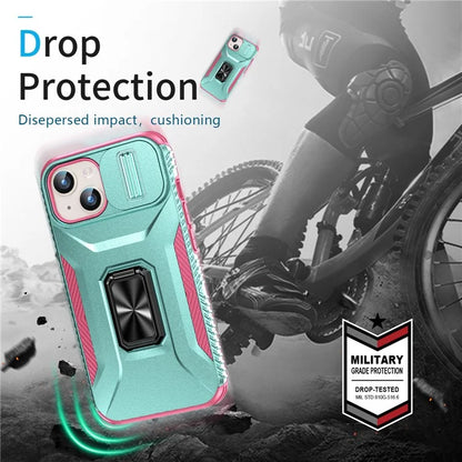 For iPhone 15 Case Camshield Kickstand TPU+PC Anti-Slip Phone Cover