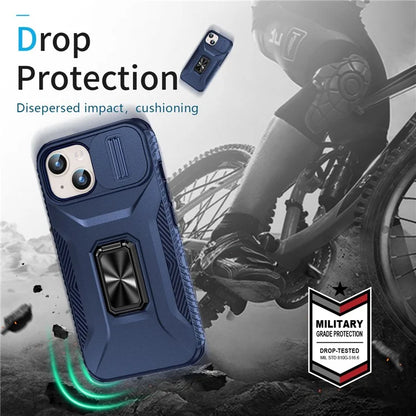 For iPhone 15 Case Camshield Kickstand TPU+PC Anti-Slip Phone Cover