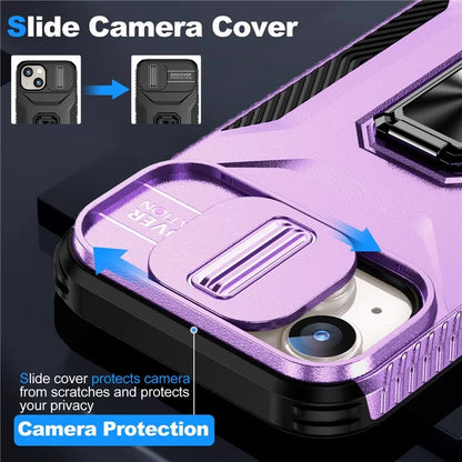 For iPhone 15 Case Camshield Kickstand TPU+PC Anti-Slip Phone Cover