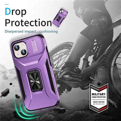 For iPhone 15 Case Camshield Kickstand TPU+PC Anti-Slip Phone Cover