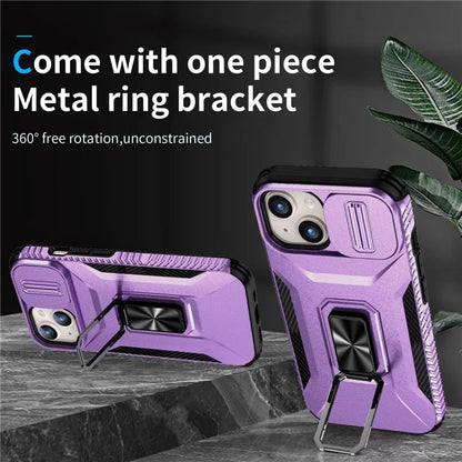 For iPhone 15 Case Camshield Kickstand TPU+PC Anti-Slip Phone Cover