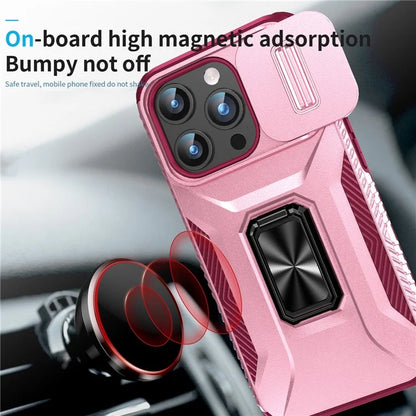 For iPhone 15 Pro Case Camshield Kickstand TPU+PC Anti-Slip Phone Cover